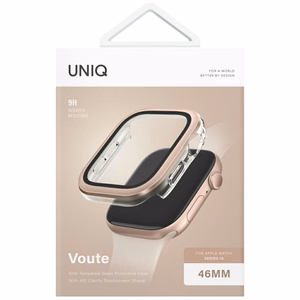 Uniq Voute Tempered Glass Case for Apple Watch 10 46mm - Rose Gold