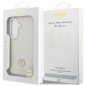 Guess Suojakuori Rhinestone Round Logo MagSafe Samsung Galaxy S26:lle beige