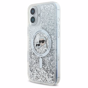 Karl Lagerfeld Suojakuori iPhone 16 6.1 KLHMP16SLGKCSGH Läpinäkyvä Kova Liquid Glitter Karl ja Choupette Head MagSafe