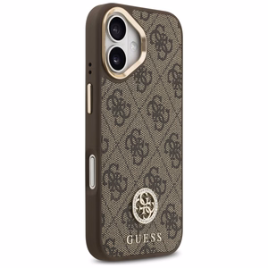 Guess 4G Strass Logo & Big Strap Metal Buttons MagSafe suojakuori iPhone 17 - ruskea