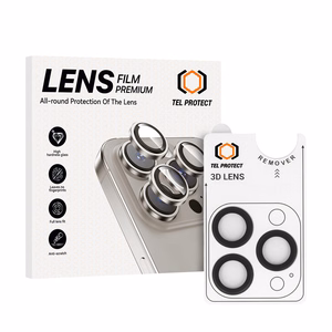 Tel Protect 3D Lens -mustat karkaistut suojalasit Apple iPhone 18 Pro- ja iPhone 18 Pro Max -puhelinten kameralinsseille (3 kpl)