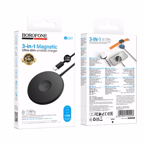 Borofone BQ41 Glory -langaton induktiolaturi 3-in-1 15W, musta