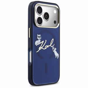 Karl Lagerfeld IML Choupettes Karl Script Logo MagSafe Suojakuori iPhone 17 Pro Max:lle - Sininen