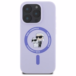 Karl Lagerfeld Silikoninen Karl&Choupette Heads Ring MagSafe Suojakuori iPhone 16 Pro:lle - Violetti