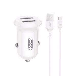 XO autolaturi CC67 12W 2x USB, musta + USB - USB-C-kaapeli