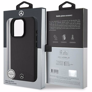 Mercedes Textured And Plain Nahkainen MagSafe Suojakuori iPhone 16 Pro Max:lle - Musta