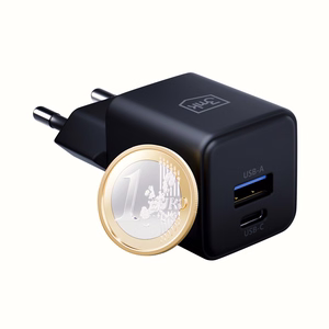 Musta 3mk Hyper GaN -seinälaturi, 20 W, QC4+/PD/PPS, USB 1A1C, EU