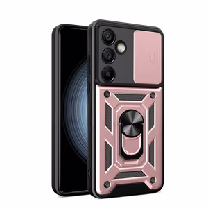 Hybrid Armor Camshield jalustalla ja kameransuojalla Samsung Galaxy A36:lle - vaaleanpunainen