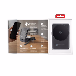 Langaton laturi Forcell F-Energy 3in1 Flex Pro Qi2 yhteensopiva MagSafe-n kanssa (F-05) hopeinen