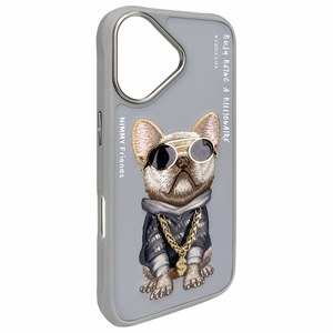 Nimmy Glasses Cool Dog iPhone 16 Suojakuori - harmaa
