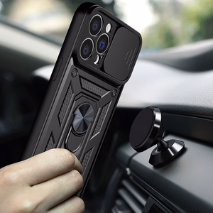 Hybrid Armor Camshield suojakuori Vivo Y16 / Vivo Y02s:lle panssaroitu kuori kameransuojalla musta