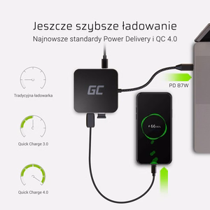 Green Cell AK61 kannettavan tietokoneen telakka/porttilaajennin USB 3.2 Gen 1 (3.1 Gen 1) Type-C hopea