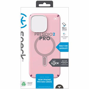 Speck Presidio2 Pro -suojakuori MagSafe- ja ClickLock-tuella iPhone 16 Pro Maxille, Wednesday Pink/Boysenberry Purple