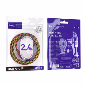Kaapeli USB A - Lightning Hoco 2,4A 1 m X116 gradientti punainen