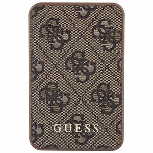 Guess Powerbank 15W GUPB5LP4GEGW 5000mAh ruskea/ruskea 4G Nahka Metalli Logo