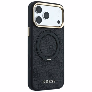 Guess Ring Stand 360 4G Classic Logo MagSafe suojakuori malleille iPhone 17 Pro / 18 Pro, musta