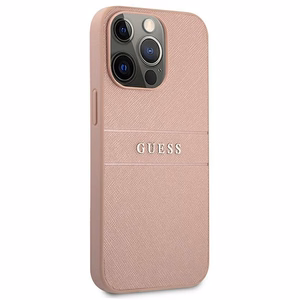 Guess GUHCP13XPSASBPI iPhone 13 Pro Max 6.7" vaaleanpunainen/vaaleanpunainen kovakotelo Saffiano Stripe