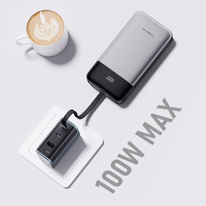 Cuktech LPB252N 120W 25000mAh varavirtalähde sisäänrakennetulla USB-C-kaapelilla – väri: harmaa