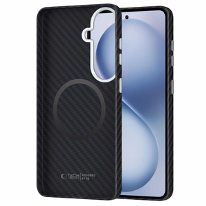 Tech-Protect Ion Carbon MagSafe Suojakuori Samsung Galaxy S26:lle musta ja hopeinen