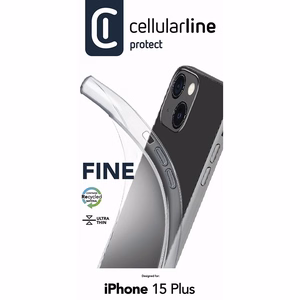 Cellularline Fine suojakuori iPhone 15 Plus -laitteelle, läpinäkyvä