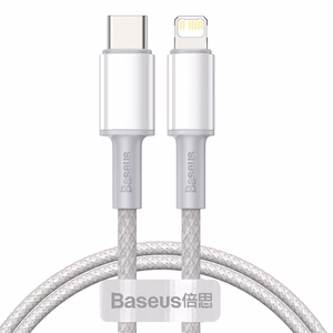 Baseus High Density Braided USB-C - Lightning kaapeli PD 20W 1 m (valkoinen) CATLGD-02
