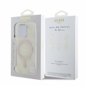 Guess IML 4G Background MagSafe Suojakuori iPhone 16 Pro:lle - valkoinen