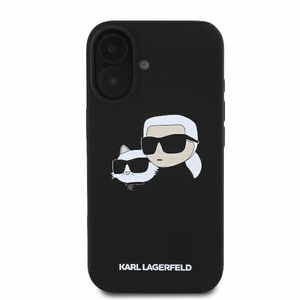 Karl Lagerfeld Silicone Nauble Heads Print MagSafe Case for iPhone 16 - Black