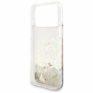 Guess Liq. Glitter 4 Charms Suojakuori iPhone 17 Pro Max:lle - kultainen