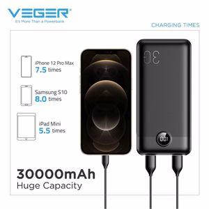 VEGER varavirtalähde 30000 mAh PD QC3.0 3A 20W L30 (W3008PD) musta