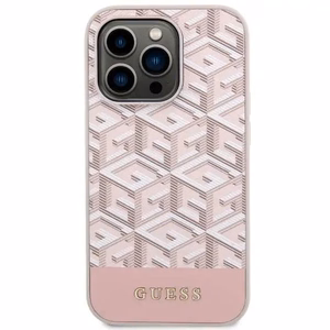 Guess GUHMP14LHGCFSEP iPhone 14 Pro suojakuori MagSafe vaaleanpunainen GCube Stripes