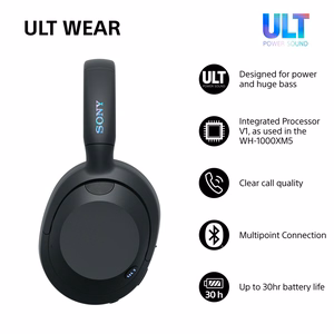 Sony ULT WEAR – langattomat Bluetooth-kuulokkeet ULT POWER SOUND -äänellä, syvällä bassolla, melunvaimennuksella ja jopa 30 h akulla