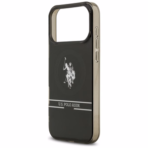 US Polo DH and Bottom Stripe Logo MagSafe Suojakuori iPhone 17 Pro Max:lle - Musta