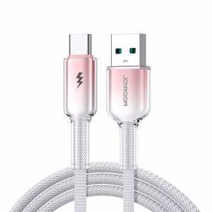 Joyroom S-A42 Crystal-Clear Series 3A USB-A - USB-C -kaapeli 1,2 m - valkoinen