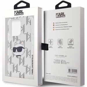 Karl Lagerfeld IML Choupette Head & Monogram suojakuori iPhone 15 Pro Max:lle - läpinäkyvä