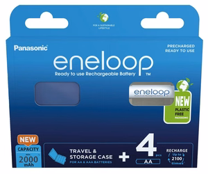 Ladattavat paristot PANASONIC ENELOOP AA 2000 mAh 4 kpl + kotelo (BK-3MCDE/4CP+CASE)