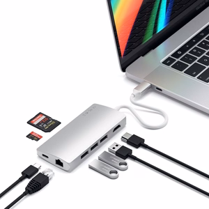 Satechi 7-in-1 USB-C keskitin sovitin hopeinen