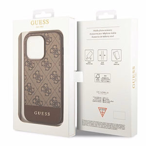 Guess GUHCP14LG4GLBR iPhone 14 Pro 6.1" ruskea/ruskea kova kotelo 4G Stripe-mallisto