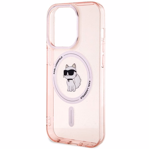 Karl Lagerfeld IML Choupette MagSafe Suojakuori iPhone 15 Pro:lle - vaaleanpunainen