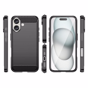 Carbon Case Silikoninen Suojakuori iPhone 16 Plus:lle - Musta
