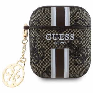Guess GUA2P4RPSW AirPods 1/2 kotelo ruskea/ruskea 4G Printed Stripes Charm