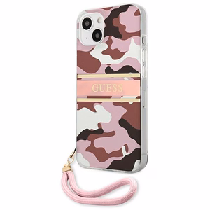 Guess GUHCP13SKCABPI iPhone 13 mini 5.4" vaaleanpunainen/vaaleanpunainen kovakotelo Camo Strap kokoelma