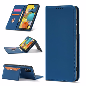 Magneettikorttikotelo Samsung Galaxy A12 5G pussi lompakko kortin haltija sininen