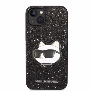 Karl Lagerfeld KLHCP14MG2CPK iPhone 14 Plus 6.7" musta/musta kovakuori Glitter Choupette Patch