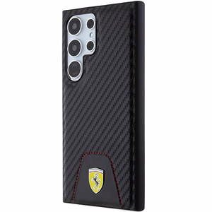 Ferrari Carbon Stitched Bottom suojakuori Samsung Galaxy S24 Ultra:lle - musta
