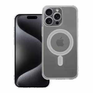 Suojakuori iPhone 15 PRO MAX:lle Clear Mag Cover (STR / CAMERA PROTECTION) yhteensopiva MagSafen kanssa läpinäkyvä