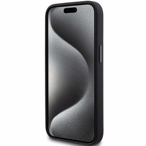 Karl Lagerfeld Silikoninen Choupette Metal Pin Suojakuori iPhone 15 Plus / 14 Pluslle - musta