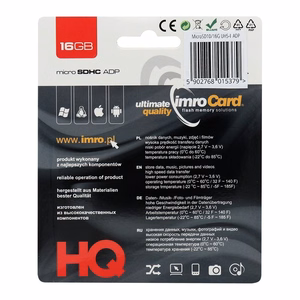 IMRO muistikortti microSD 16GB 100MB/s class 10 UHS I SD-sovittimella