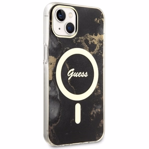 Guess GUHMP14MHTMRSK iPhone 14 Plus 6.7 musta/musta suojakuori Golden Marble MagSafe