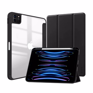 Crong PrimeFolio case for iPad Air 11" (2026–2024) / iPad Air 10.9" (5th / 4th gen.) / iPad Pro 11" (2022–2021), with Apple Pencil holder, black and clear