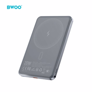 Musta BWOO P80 10 000 mAh varavirtalähde näytöllä ja USB-C-kaapelilla, PD 20 W